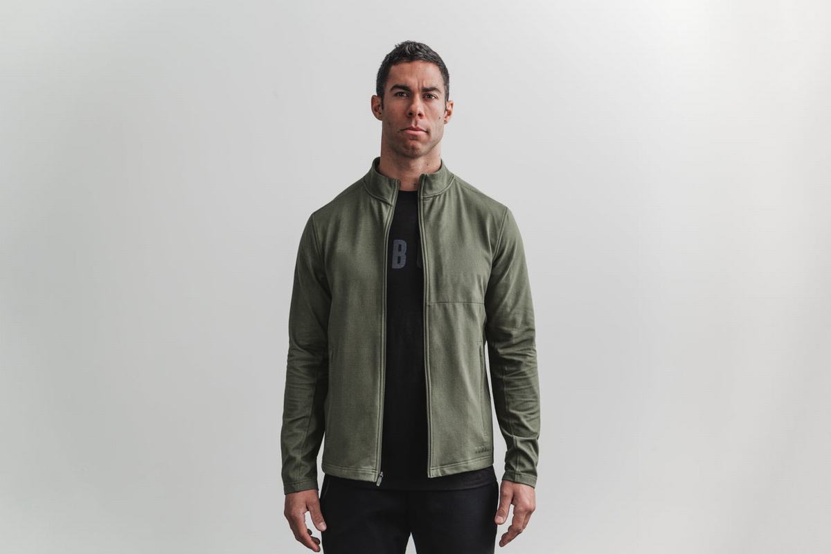 Nobull Twill Zip-up Men\'s Jackets Green | Australia (JE6754)